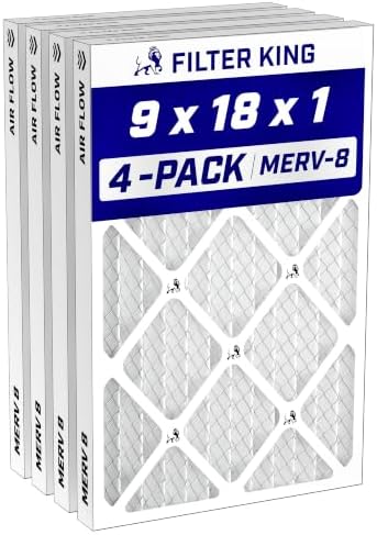 Filter King 9x18x1 Air Filter MERV 8, AC Furnace Filters (4-Pack) by FilterKing