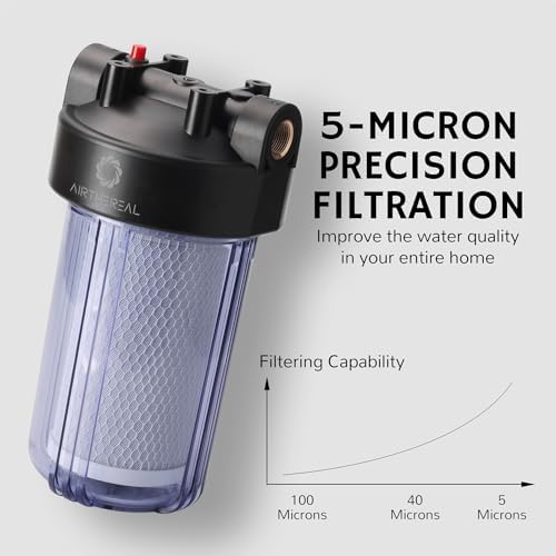 Airthereal Whole House Water Filter Housing, 10" x 4.5" Sediment Carbon Cartridge Universal Housing, Pre-Filtration System for Well and City Water, 3/4" NPT Port Clear Housing Include 1-Pack PP Filter - Image 3