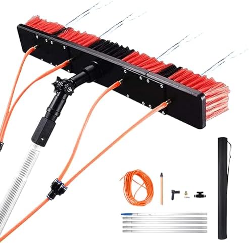 Telescopic Window Cleaner Kit - 3-12m Extendable Pole 55cm Adjustable Brush Head Perfect for Solar Panel & Conservatory Roof Cleaning Water Fed System for Effortless Shin