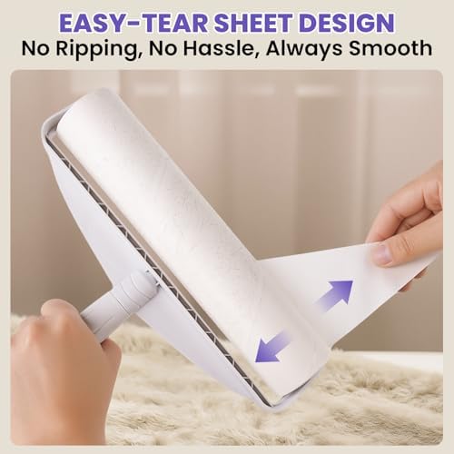 DELOMO 9.45” Large Lint Roller for Pet Hair, Short Handle for Couches | Extra-Wide Sticky Roller, 450 Extra Sticky Sheets, Cleans Faster on Sofa, Beds, Carpets, Clothing, Furniture & Car Seats - Image 6
