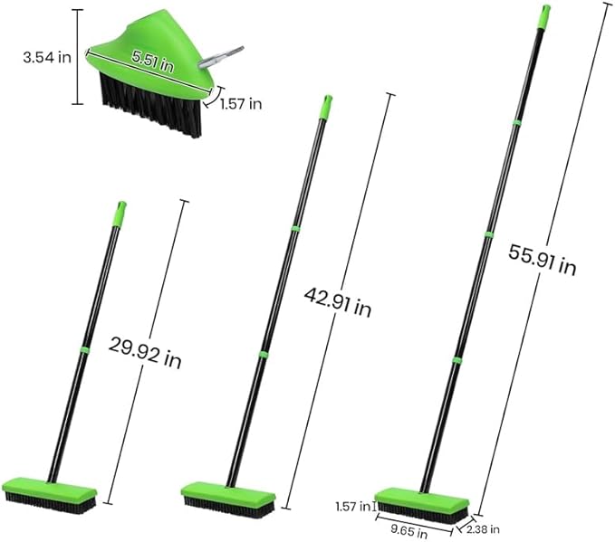 3-in-1 Weed Brush Tool Set, Adjustable Long Handle Crack Weeder & Moss Remover for Driveway, Patio, Sidewalk - Stainless Steel Crevice Cleaning Kit (2 Sets)