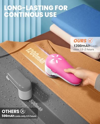 POPCHOSE Fabric Shaver, Lint Shaver with 6-Leaf Blade, Rechargeable | Lint Remover with Type-C Fast Charing Port, Sweater Defuzzer, Clothes Shaver for Couch, Furniture, Blanket, Remove Pilling - Image 3