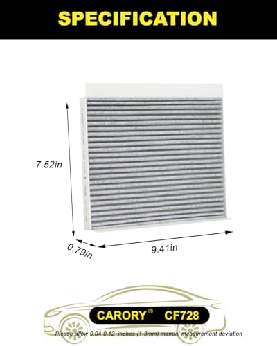 CARORY Cabin Air Filter w/Activated Carbon for Hyundai Elantra 07-16 (Except Touring), Kia Forte 14-18, Hyundai Accent 08-11, Elantra GT 13-17, Kia Forte5 14-18, Forte Koup 14-17, Rondo 14-17, CF728 - Image 2