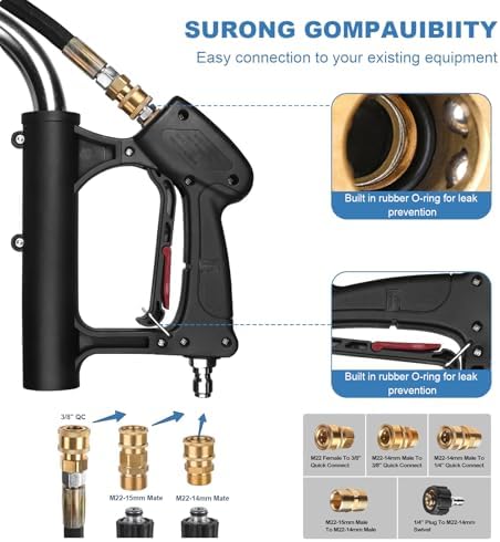 24" High-Pressure Washer Cleaner – 4900 PSI Stainless Steel, 4-Wheel Design with Dual Handles for Driveways, Sidewalks, Curbs, Decks & Patios – Efficient Cleaning Tool