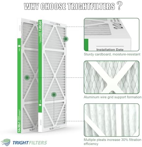 TRIGHTFILTERS 14x30x1 Air Filter 4 Pack, MERV 8 Pleated HVAC Furnace Filter - Image 4