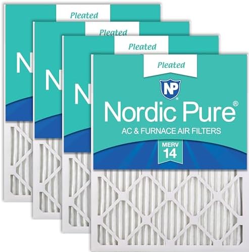 Nordic Pure 20x24x1 (Actual Size: 19 1/2 x 23 7/16 x 3/4) Pleated MERV 14 Air Filters 4 Pack by NordicPure