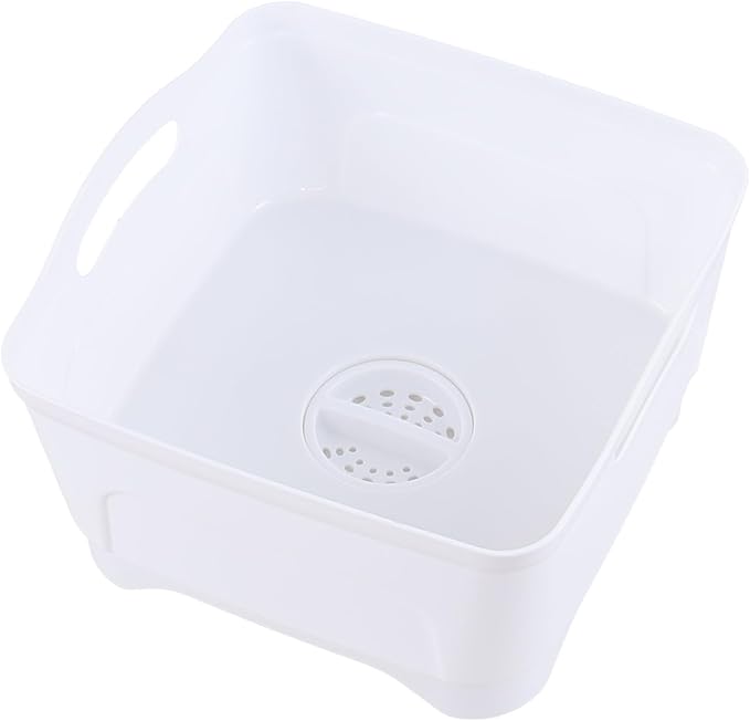 Teyyvn 4 Packs White Wash and Drain Dish Tub, 11.8" x 11.8" x 6.9"
