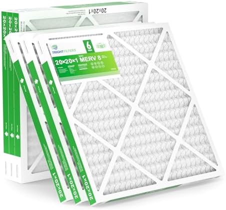 TRIGHTFILTERS 20x20x1 Air Filter 6 Pack, Durable MERV 8 Pleated Home HVAC AC Furnace Filters, Lightweight Compact Air Conditioner Filter Replacement by TRIGHTFILTERS