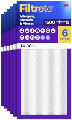 Filtrete 14x30x1 Air Filter, MERV 12, MPR 1500, 6 HVAC Filters by Filtrete