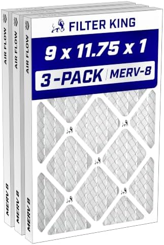 Filter King 9x11.75x1 Air Filter MERV 8, AC Furnace Filters (3-Pack) by FilterKing