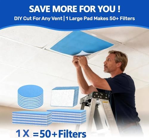 Air Vent Filters,16"x140"Cut to Fit Air Filter Material (100+Filters),MERV 8 Electrostatic Air Vent Filter for Home Floor, Grilles, Ceiling, HVAC Furnace Vents, With 48PCs Adhesive Hook Tape - Image 4