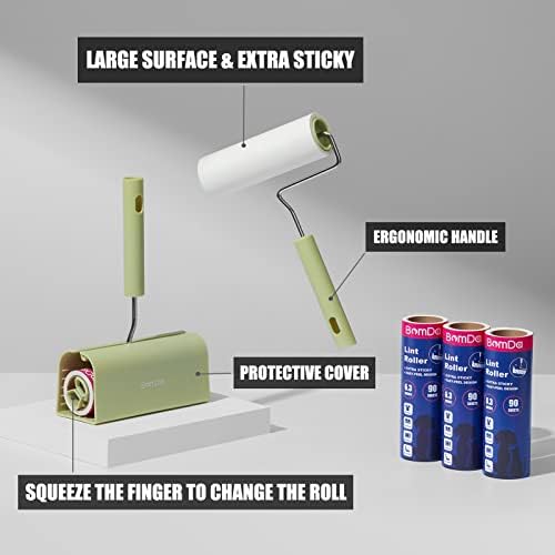 Extra Sticky Large Surface Lint Roller, 6.3''Wide Roller for Pet Hair | Long Handle Lint Remover for Couch, Furniture, Clothes, Dog & Cat Hair Remover (4 Refills / 360 Sheets) - Image 3