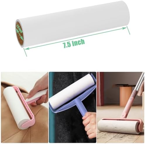 7.5 inch Lint Roller Refills Only, Pet Hair Remover Refills for Clothes Carpet Floor Couch, Extra Sticky Lint Brush Roller Refills, Pack of 5 Rolls, Total 300 Sheets (7.5'' Wide) - Image 2