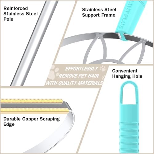 63‘’Ultra Long Heavy Duty Carpet Rake - Efficient Pet Hair Remover for Carpets, Rugs & Furniture, Deep Cleaning Carpet Scraper, Durable Home Use Tool by LINTPLUS - Image 3