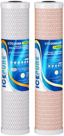 ICEPURE 2-Stage 20" x 4.5" Whole House Water Filter Combo Set, 20 Inch CTO Carbon Block Cartridge and KDF Heavy Metal Removal Water Filter Replacement for FC25B, CB-BB-20, DB20P, Pack of 1 by ICEPURE