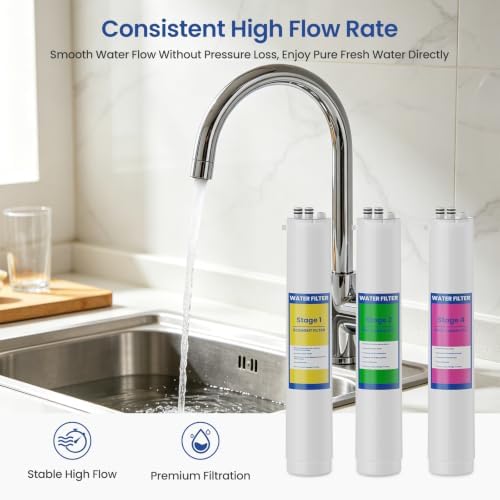 H2O 4 Stage Twist Lock Water Replacement Filters Compatible with Pure Blue H2O 4 Stage PB‑TLRO4H50T Reverse Osmosis Water Filtration System Packs of 5 - Image 5