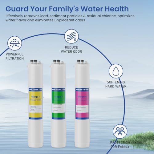 H2O 4 Stage Twist Lock Water Replacement Filters Compatible with Pure Blue H2O 4 Stage PB‑TLRO4H50T Reverse Osmosis Water Filtration System Packs of 5 - Image 4