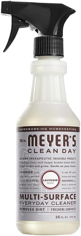 Mrs. MEYER'S CLEAN DAY Variety, 1 Room Freshener, 8 OZ, 1 Liquid Hand Soap, 12.5 OZ, 1 Liquid Dish Soap, 16 FL OZ, 1 Multi-Surface Cleaner, 16 OZ, 1 Toilet Bowl Cleaner, 24 OZ, 1 CT (Lavender)