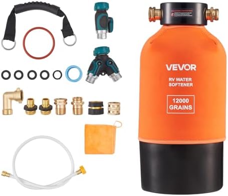 VEVOR RV Water Softener, 12,000 Grain, Portable Water Softener System with NPT 3/4" Fittings, Food-Grade Resin, Quick Connect, Convenient for RVs, Trailers, Boats, Mobile Car Washing, Pressure Washing by VEVOR