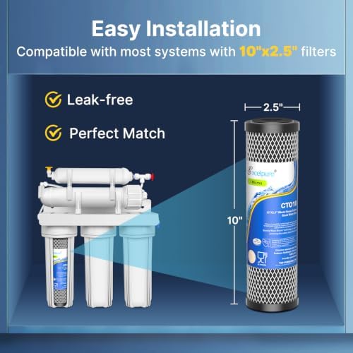 EXCELPURE 1 Micron 10" x 2.5" Whole House CTO Carbon Water Filter, 3PACK - Image 6