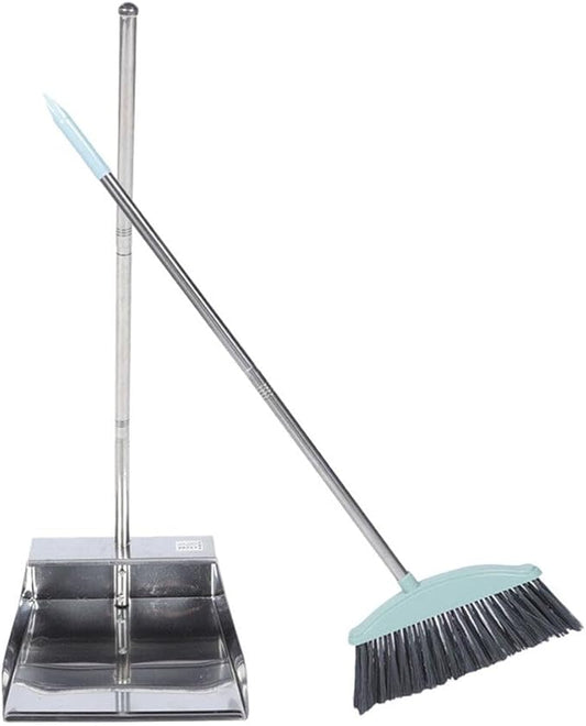 Cabilock Dust Pan Broom Set Dust Broom with Long Handle Floor Cleaning Kit House Cleaning Tools Long Handle