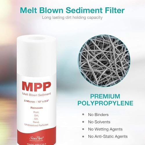 SimPure 5 Micron 10" x 2.5" Carbon & Polypropylene Water Filter - 8 Pack - Image 4