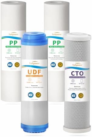 10"x2.5" Water Filter Replacement, Universal NSF Certified PP Sediment Filter + UDF + CTO Activated Carbon Block Filter,5 Micron + 10 Micron 4 Pack by Unknown