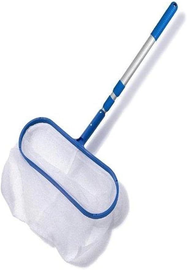 SWIMLINE HYDROTOOLS Pool Pole Accessories Leaf Rake Skimmer Net | Integrated Pool Pole & Pool Net | Deep Pool Rake Skimmer Net | 4FT Adjustable Aluminum Telepole | Easy Pool Cleaning & Maintenance