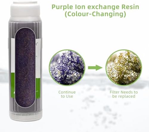 Refillable Mixed Bed DI Resin Filter Color Changing Deionized Resin 10-Inch Replacement Cartridge Car Wash, Window Cleaning, Aquarium (3) - Image 2