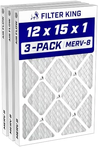 Filter King 12x15x1 Air Filter MERV 8, AC Furnace Filters (3-Pack) by FilterKing