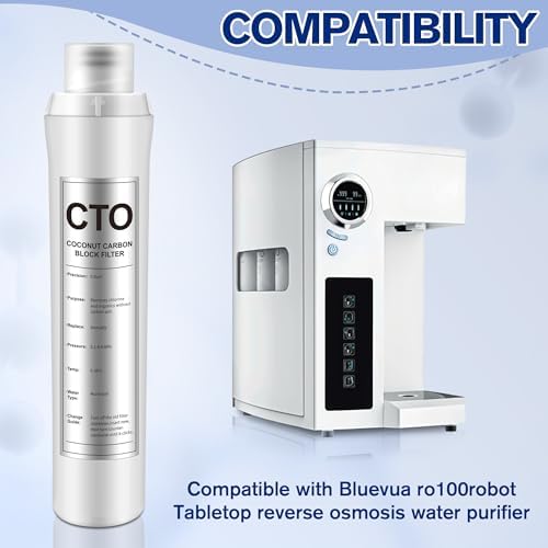 1 Pack CTO Water Filter Replacement Compatible with Bluevua RO100ROPOT, 1 CTO Water Filters, Improved Drink Quality, Easy to Replace for Household Daily Use Drinking - Image 2