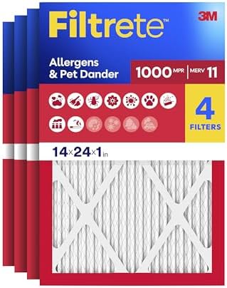 Filtrete 14x24x1 Air Filter, MERV 11, MPR 1000, 4 HVAC Filters by Filtrete