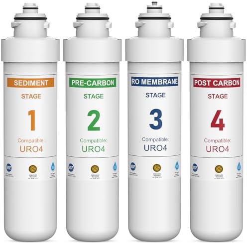 4 Stage RO Filter Replacement Kit Compatible with Brio CLPOUROSC420RO CLPOURO420SCV2 MIB400PKRO MISEDQ5M MIGACO MIMQ50GPD MICARO5M by WFiltr