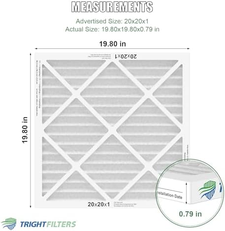 TRIGHTFILTERS 20x20x1 Air Filter 6 Pack, Durable MERV 8 Pleated Home HVAC AC Furnace Filters, Lightweight Compact Air Conditioner Filter Replacement - Image 2