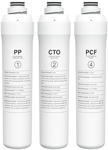 ROPOT 1 Year Replacement Filter Set Compatible with Bluevua RO100ROPOT RO100ROPOT-UV RO System (1 PP, 1 CTO, 1 PCF) by GOZWELL