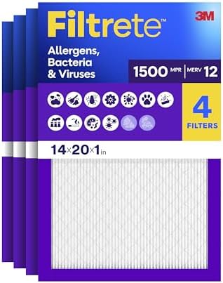 Filtrete 14x20x1 Air Filter, MERV 12, MPR 1500, 4 HVAC Filters by Filtrete