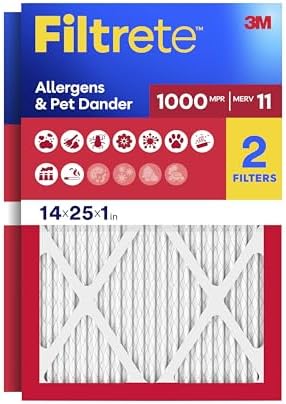 Filtrete 14x25x1 Air Filter, MERV 11, MPR 1000, 2 HVAC Filters by Filtrete