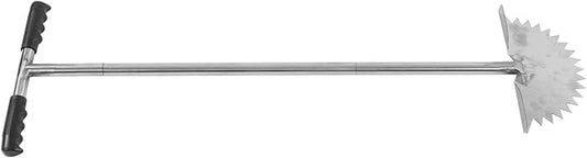 Manual Lawn Edger with Saw Tooth Blade, Half Moon Edger Lawn Tool, Stainless Steel Garden Edger with T Grip Handle for Cleaning Edges Along Sidewalks Driveways and Flower Beds
