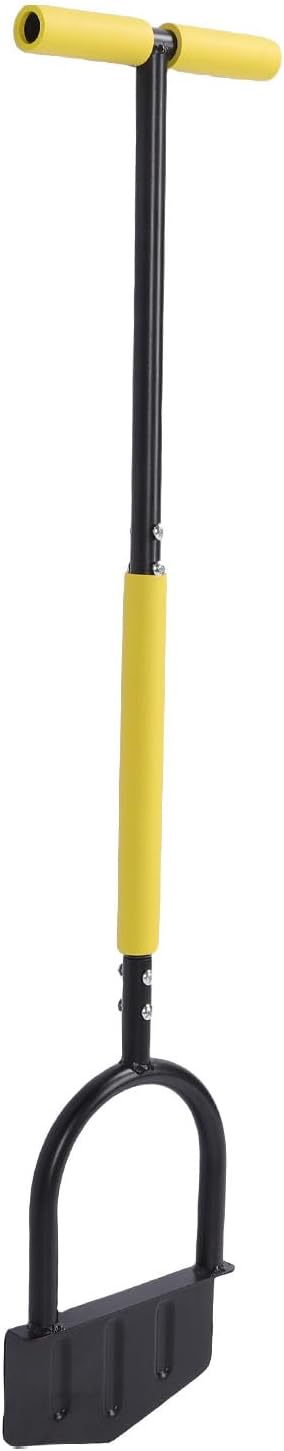 Lawn Edger Tool Stainless Steel Half Moon Blade with T Handle, Durable Anti Rust, Ergonomic Design - Versatile Garden Tool for Walkways and Flower Beds