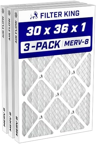 Filter King 30x36x1 Air Filter MERV 8, AC Furnace Filters (3-Pack) by FilterKing