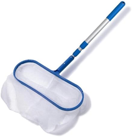 SWIMLINE HYDROTOOLS Pool Pole Accessories Leaf Rake Skimmer Net | Integrated Pool Pole & Pool Net | Deep Pool Rake Skimmer Net | 4FT Adjustable Aluminum Telepole | Easy Pool Cleaning & Maintenance