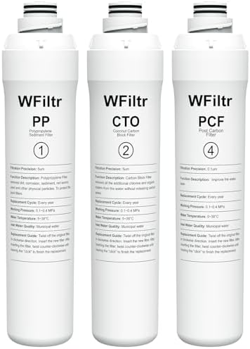 ROPOT 1 Year Replacement Filter Set Compatible with Bluevua RO100ROPOT RO100ROPOT-UV RO System (1 PP, 1 CTO, 1 PCF) by WFiltr