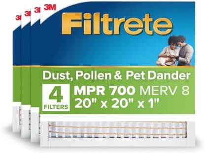 Filtrete 20x20x1 Air Filter, MERV 8, MPR 700, 4 HVAC Filters by Filtrete