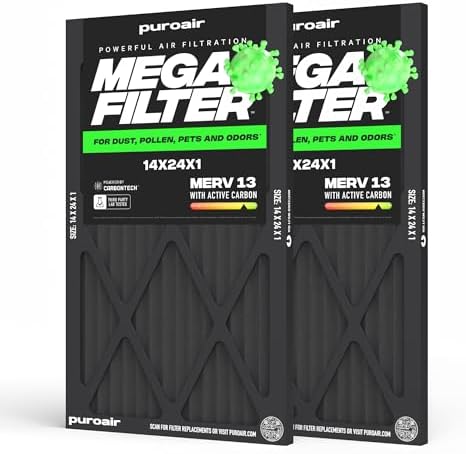 PuroAir MegaFilter 14x24x1 Air Filter MERV 13 HVAC Furnace Filter (2-Pack) by PuroAir