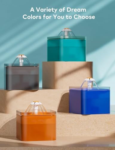 Cat Water Fountain for Cats Indoor: 67oz/2L Cat Fountain - Quiet Pet Water Fountain - Cyan Cat Fountains for Drinking Easy to Clean - for Cats&Pets& Small Animals - Including 4 Filters + 2 Sponges - Image 2