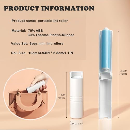 Mini Reusable Lint Roller 8 Pack, Washable Sticky Gel Lint Remover, Blue | Portable & Easy Carry, Foldable Design, Washable Sticky Gel, For Clothes & Luggage, Travel Ready - Image 2