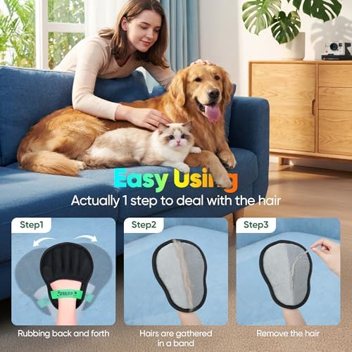 Pet Hair Removal Glove Cat & Dog, Electrostatic Reusable Hair Remover Tool | Upgraded washable 5-Finger pet hair remover works for laundry, couch, carpet & car seat, removes dog and cat fur easily - Image 4