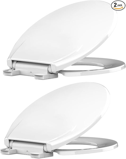 17” Round White Commercial Toilet Seat – Heavy Duty Plastic, Slow Close Lid, Quick-Release Hinges, Easy Clean & Install, Global Fit, 2 Pack – Color: F2040 Imitation American Standard Toilet