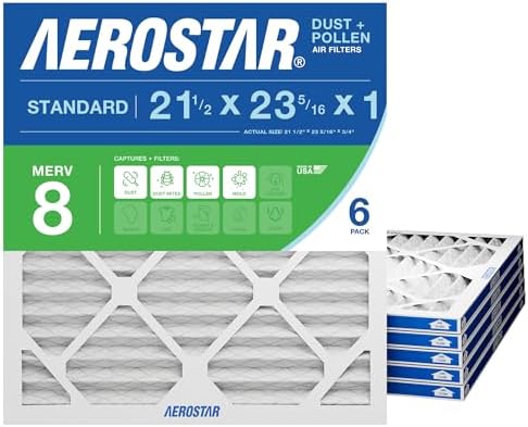 Aerostar 21.5x23.3125x1 MERV 8-6 Count - High Efficiency Pleated HVAC, Furnace & Air Conditioner Filters - Removes Dust, Lint, Mold & Allergy-Causing Pollen by AirFiltersDelivered