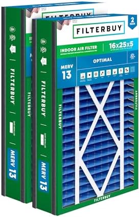 Filterbuy 16x25x5 Air Filter MERV 13 Smoke & Allergy Defense (2-Pack) by Filterbuy